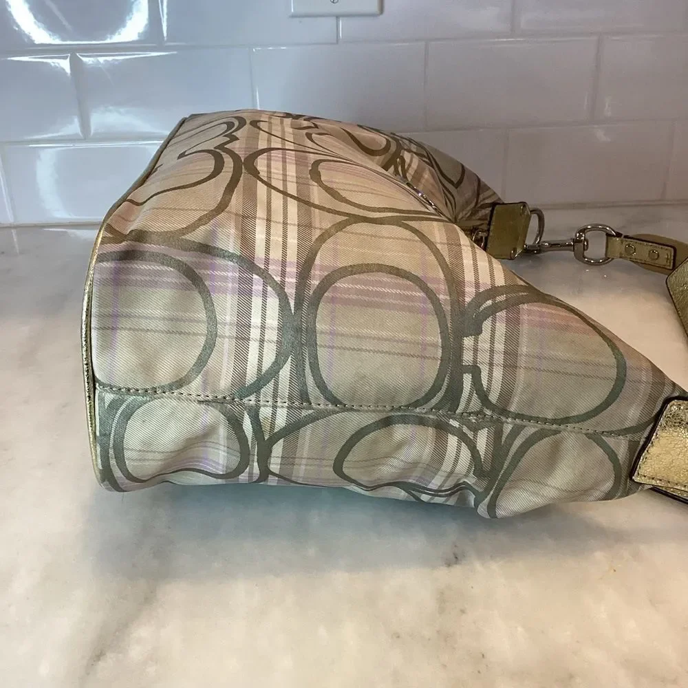 Coach Bag Purse Handbag Pocketbook Hobo F17209 Signature Plaid Bag Multicolor - Picture 9 of 15